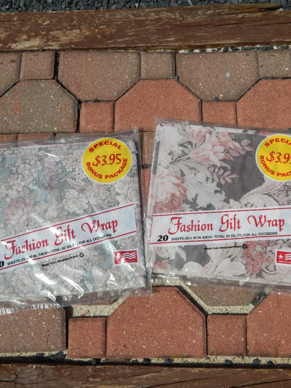 Vintage Floral Wrapping Paper Gift Wrap MADE IN USA 2 Packs